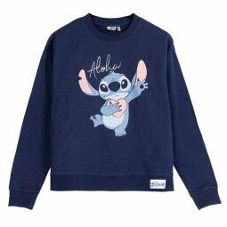 Sudadera sin Capucha Mujer Stitch Azul oscuro S