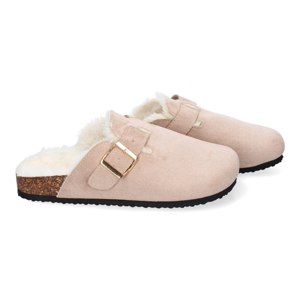 Zueco Plano Beige para Mujer con Hebilla - Cómodo y Elegante